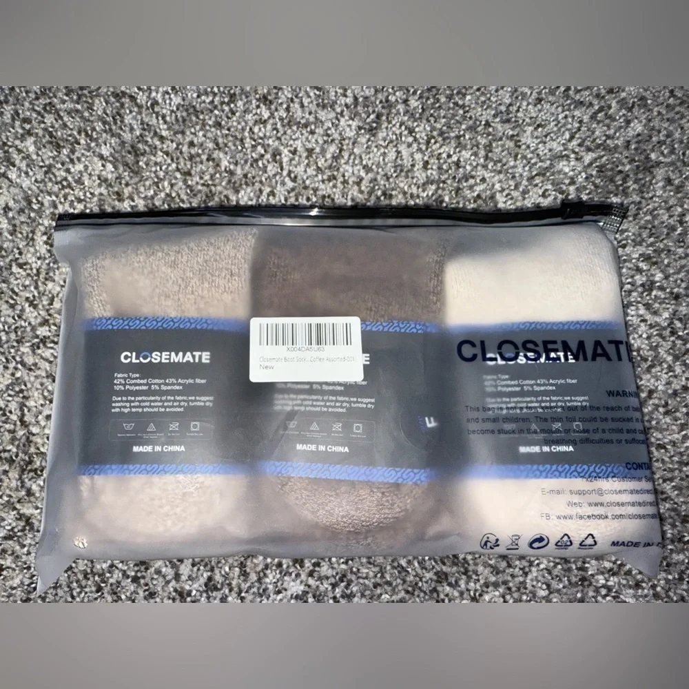 Closemate boot socks - coffee color edition NWT